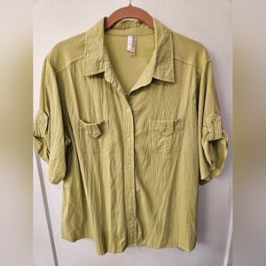 NWOT - White Stag Cotton Stretch Olive Green Button-Up Shirt - Size XL
